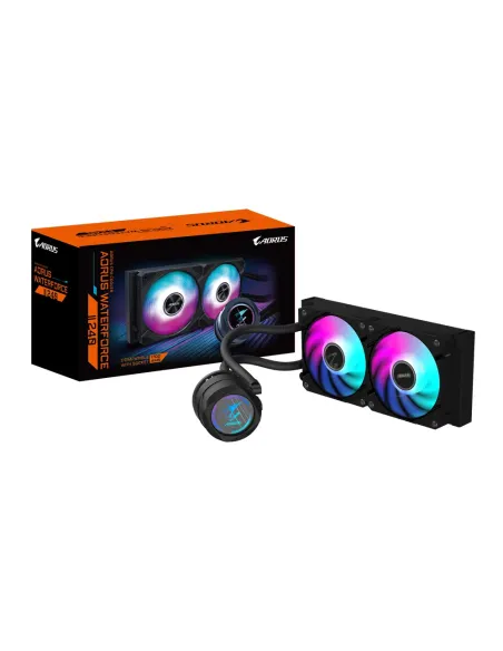 GIGABYTE AORUS WATERFORCE II 240 Refrigerador de CPU líquido AIO - 2x ventiladores ARGB de 120 mm, mecanismo de conexión