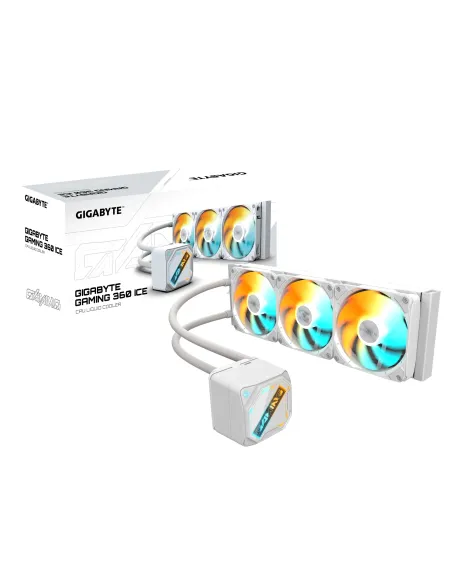 GIGABYTE GAMING 360 ICE Refrigeración Líquida para CPU - 3x120 mm Ventiladores ARGB, Mecanismo de enclavamiento deslizante,