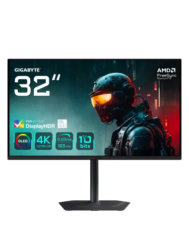 GIGABYTE MO32U 31,5" Monitor Gaming OLED 4K UHD - 3840 x 2160, 165Hz, 0.03ms, 250 cd m², Display HDR True Black 400, HDMI 2.1,