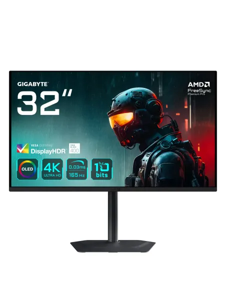 GIGABYTE MO32U 31,5" Monitor Gaming OLED 4K UHD - 3840 x 2160, 165Hz, 0.03ms, 250 cd m², Display HDR True Black 400, HDMI 2.1,