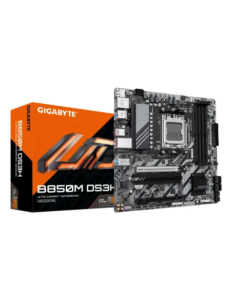 GIGABYTE B850M DS3H Placa Base - Procesadores AMD Ryzen Serie 9000, 16+2+2 fases VRM digitales, hasta 8200MHz DDR5 (OC), 1xPCIe