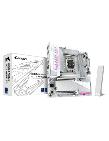GIGABYTE B860M AORUS ELITE WF6E ICE Placa base - CPUs Intel Core Ultra, VRM de 12+1+2+1 fases, hasta 9200MHz DDR5, 1xPCIe 5.0 +
