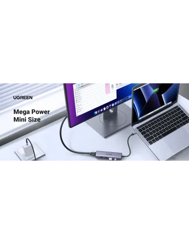 Ugreen 20956A hub de interfaz USB Tipo C 5000 Mbit s Plata