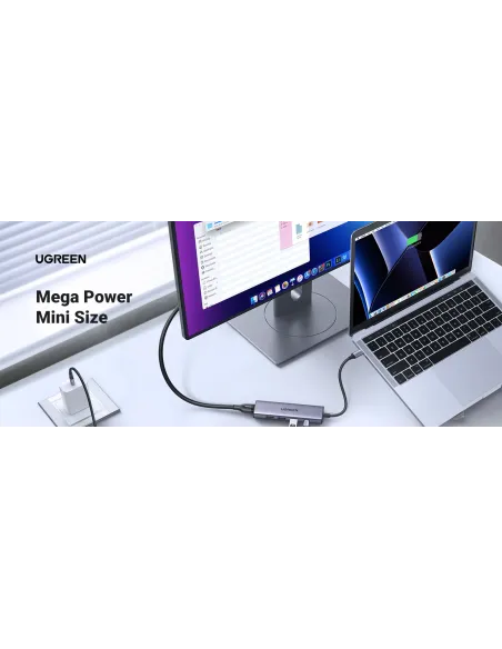 Ugreen 20956A hub de interfaz USB Tipo C 5000 Mbit s Plata