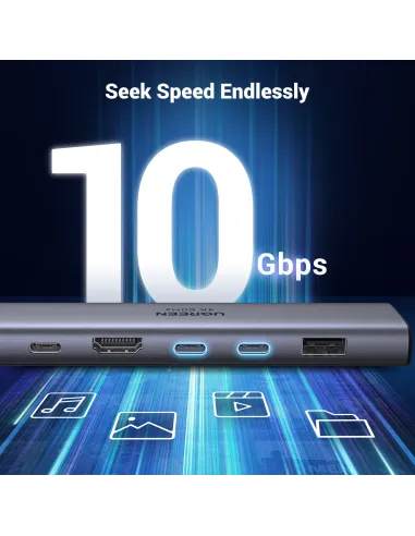 Ugreen REVODOK 7-IN-1 4K@60HZ HDMI DOCK Acoplamiento Base Gris