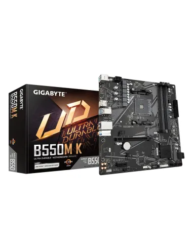 GIGABYTE B550M K Placa base - Procesadores AMD Ryzen 5000, hasta 4733 MHz DDR4, 1xPCIe 4.0 + 1xPCIe 3.0 M.2, LAN 1GbE, USB 3.2