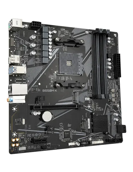 GIGABYTE B550M K Placa base - Procesadores AMD Ryzen 5000, hasta 4733 MHz DDR4, 1xPCIe 4.0 + 1xPCIe 3.0 M.2, LAN 1GbE, USB 3.2