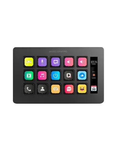 Mars Gaming MSD-ONE, Control Deck Slim, 15 Teclas LCD Personalizables, Pantalla LCD Ampliada, Software de Control y Plug-ins,