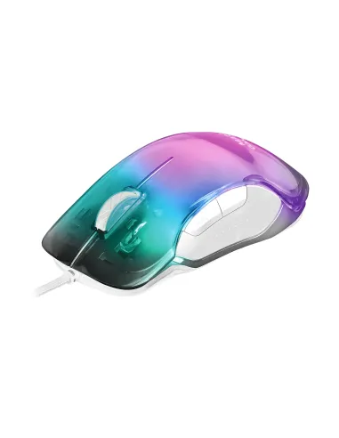 Mars Gaming MMGLOWW, Ratón Gaming RGB Chroma-Glow, Acabado Espejo, Ultraligero, 12800 DPI, Blanco