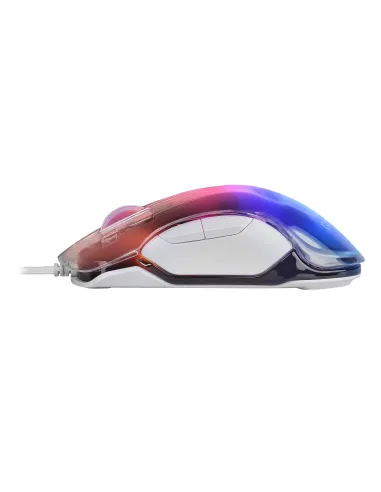 Mars Gaming MMGLOWW, Ratón Gaming RGB Chroma-Glow, Acabado Espejo, Ultraligero, 12800 DPI, Blanco