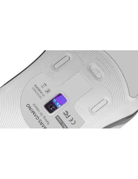 Mars Gaming MMGLOWW, Ratón Gaming RGB Chroma-Glow, Acabado Espejo, Ultraligero, 12800 DPI, Blanco