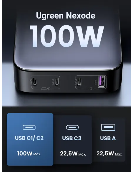 Ugreen Nexode Universal Gris Corriente alterna Carga rápida Interior