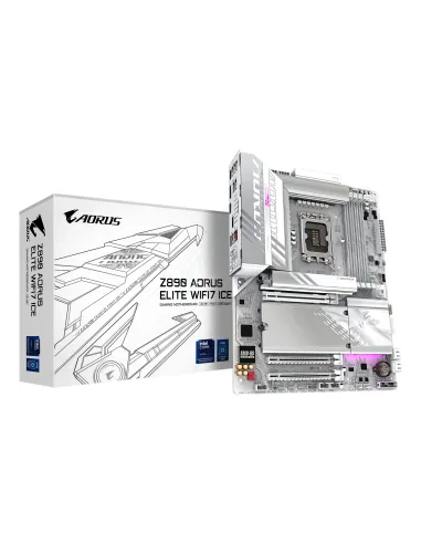 GIGABYTE Placa base Z890 AORUS ELITE WIFI7 ICE - Compatible con CPUs Intel Core Ultra (Serie 2), VRM de 16+1+2 fases, hasta