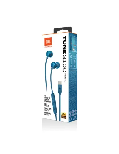 JBL Tune 310C USB Auriculares Alámbrico Dentro de oído Llamadas Música USB Tipo C Azul