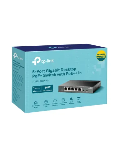 TP-Link TL-SG1005P-PD switch Gigabit Ethernet (10 100 1000) Energía sobre Ethernet (PoE) Negro