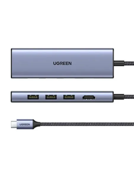 Ugreen 20956A hub de interfaz USB Tipo C 5000 Mbit s Plata