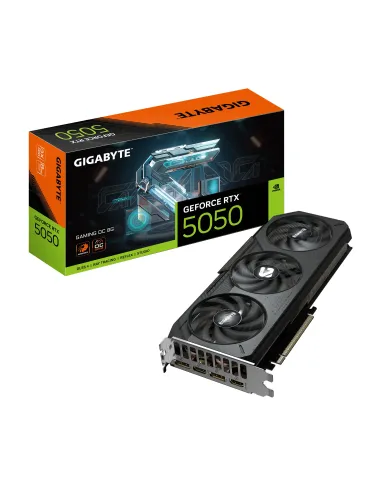 GIGABYTE GeForce RTX 5050 GAMING OC 8G Tarjeta Gráfica - 8GB GDDR6, 128bit, PCI-E 5.0, 2632MHz Frecuencia del núcleo, 2 x DP, 2