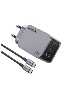 Ugreen 25871 cargador de dispositivo móvil Universal Gris Corriente alterna Carga rápida Interior