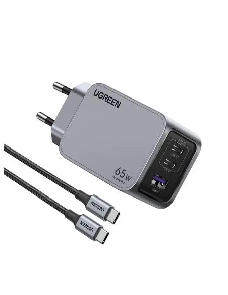 Ugreen 25871 cargador de dispositivo móvil Universal Gris Corriente alterna Carga rápida Interior