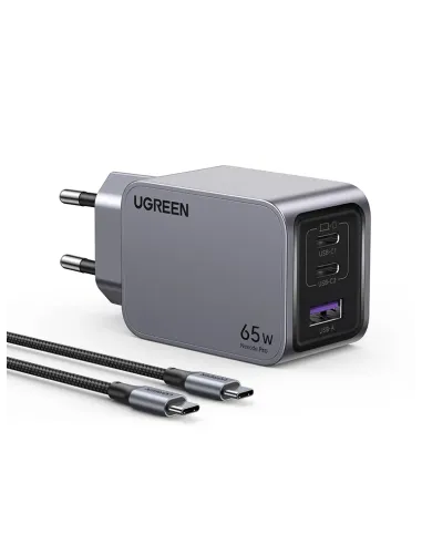 Ugreen 25871 cargador de dispositivo móvil Universal Gris Corriente alterna Carga rápida Interior