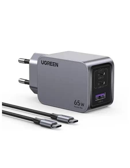 Ugreen 25871 cargador de dispositivo móvil Universal Gris Corriente alterna Carga rápida Interior