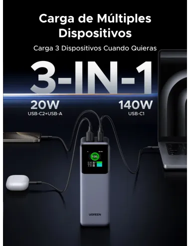 Ugreen 25000mAh 200W Fast Charging Powerbank Gris