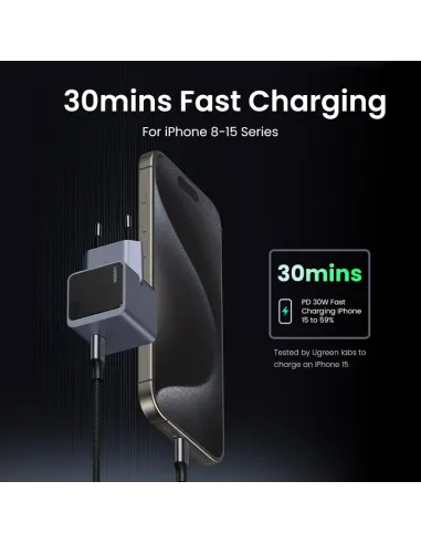 Ugreen Nexode S 30W USB-C GaN Fast Charger EU gray Teléfono móvil, Batería portátil, Teléfono Gris Corriente alterna Interior