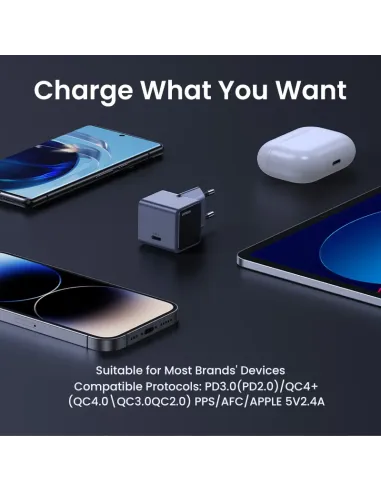 Ugreen Nexode S 30W USB-C GaN Fast Charger EU gray Teléfono móvil, Batería portátil, Teléfono Gris Corriente alterna Interior