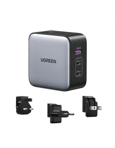 Ugreen 65W Nexode GaN Auriculares, Teléfono móvil, Portátil, Reloj inteligente, Tableta Gris USB Carga rápida Interior 2