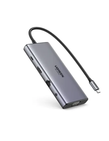 Ugreen 11-in-1 USB-C Hub to 3x USB-C 2x USB-A HDMI VGA RJ45 SD TF 3.5mm - Gray Acoplamiento Base Gris