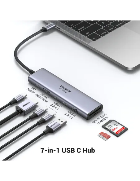 Ugreen REVODOK 7-IN-1 4K@60HZ HDMI DOCK Acoplamiento Base Gris
