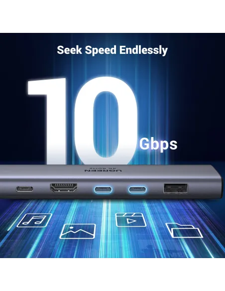 Ugreen REVODOK 7-IN-1 4K@60HZ HDMI DOCK Acoplamiento Base Gris