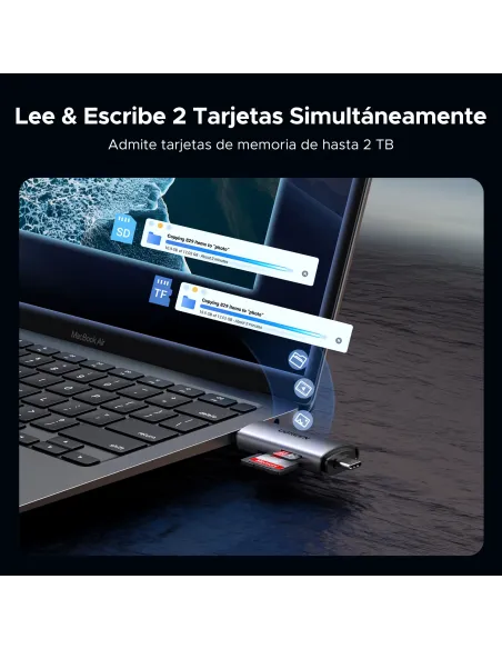 Ugreen 50706 lector de tarjeta USB Micro-USB Plata