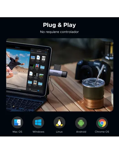 Ugreen 50706 lector de tarjeta USB Micro-USB Plata