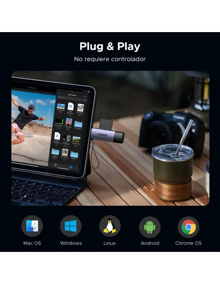 Ugreen 50706 lector de tarjeta USB Micro-USB Plata