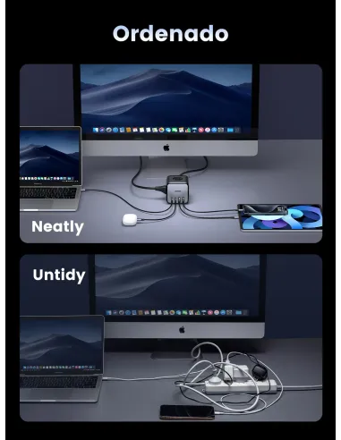 Ugreen Diginest Cube 7-in-1 3 salidas AC Tipo C 1,8 m 4 3680 W Negro