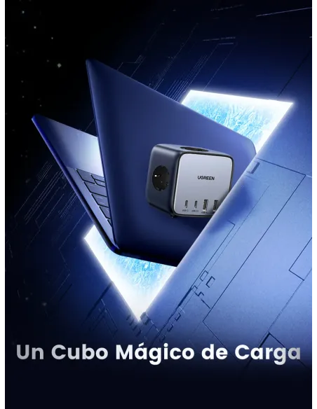 Ugreen Diginest Cube 7-in-1 3 salidas AC Tipo C 1,8 m 4 3680 W Negro