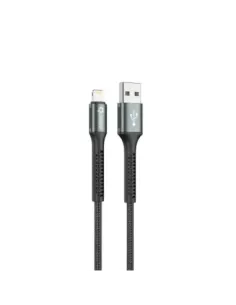 Cable qcharx prague usb a lightning 3a - 1 m - aleación de aluminio negro cordón de tela suave
