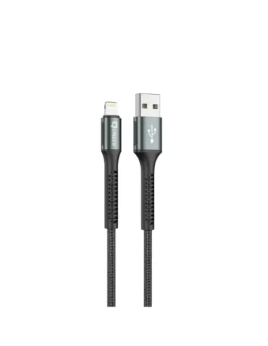 Cable qcharx prague usb a lightning 3a - 1 m - aleación de aluminio negro cordón de tela suave
