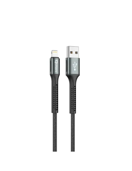 Cable qcharx prague usb a lightning 3a - 1 m - aleación de aluminio negro cordón de tela suave