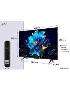TCL P7K 43P7K Televisor 109,2 cm (43") 4K Ultra HD Smart TV Wifi Metálico 430 cd   m² 2