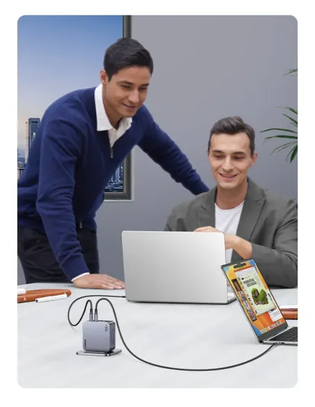 Ugreen Nexode Pro 160W GaN Charger with USB-C Cable Universal Negro, Gris Corriente alterna Carga rápida Interior