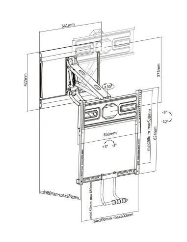 Equip Soporte de pared para TV abatible de 43"-70