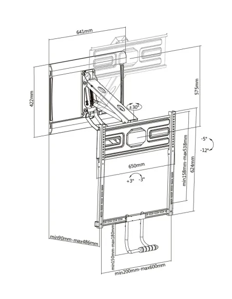 Equip Soporte de pared para TV abatible de 43"-70