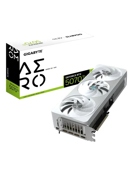 GIGABYTE GeForce RTX 5070 Ti AERO OC 16G Tarjeta Gráfica - 16GB GDDR7, 256 bits, PCI-E 5.0, 2588 MHz Core Clock, 3 x DP 2.1a, 1