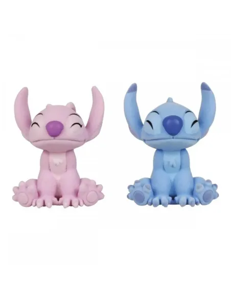 Pack de 2 figuras flocadas enesco disney stitch y angel beso