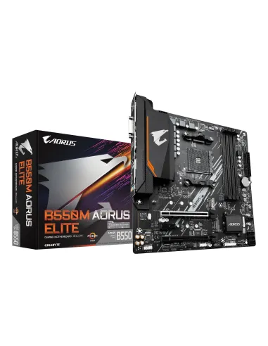 GIGABYTE B550M AORUS ELITE Placa base - Procesadores AMD Ryzen 5000, VRM de 5+3 fases, hasta 4733 MHz DDR4, 1xPCIe 4.0 + 1xPCIe