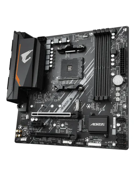 GIGABYTE B550M AORUS ELITE Placa base - Procesadores AMD Ryzen 5000, VRM de 5+3 fases, hasta 4733 MHz DDR4, 1xPCIe 4.0 + 1xPCIe