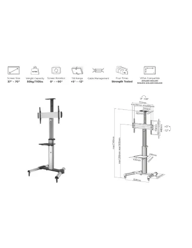 Equip Carro LFD de 37-70» con giro de 90° y pantalla única
