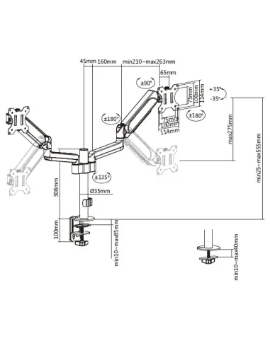 Equip Soporte de sobremesa para dos monitores de 17"-32